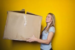 lady holding a box