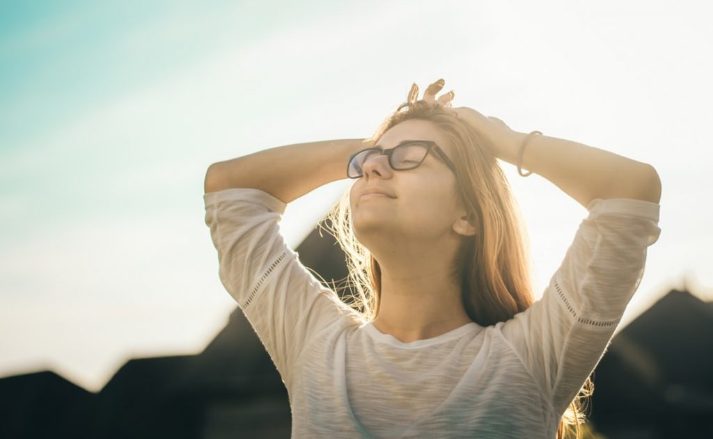 Relaxed woman basking in the sun.