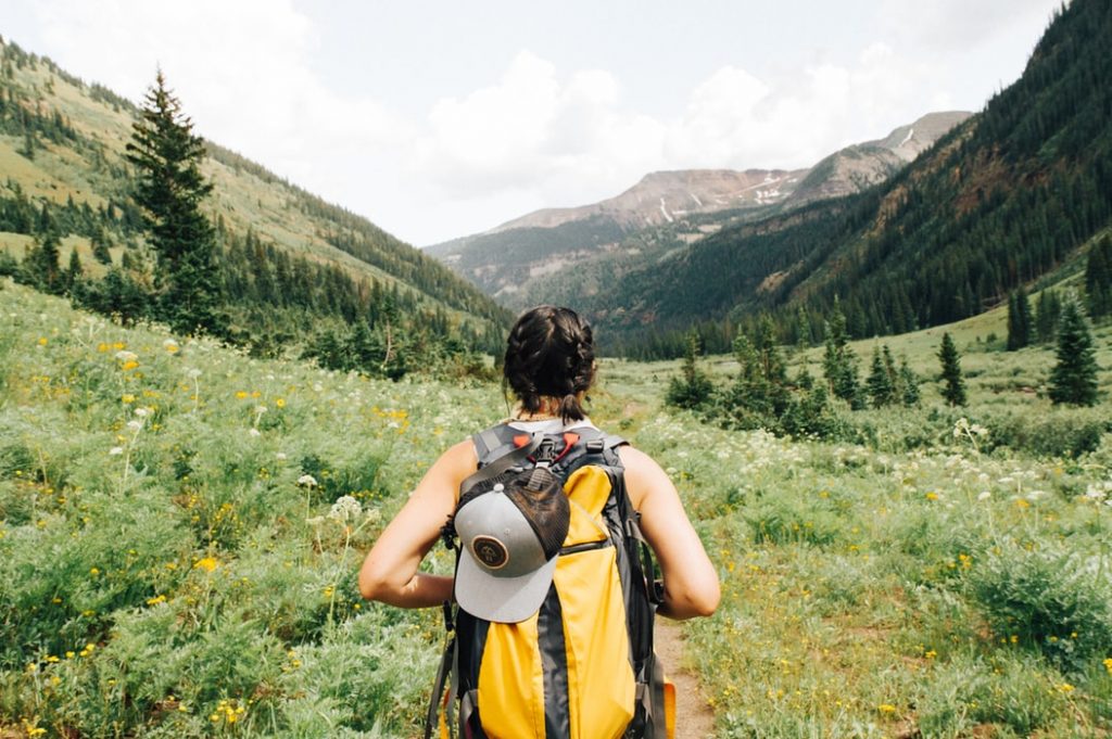 Woman hiking.