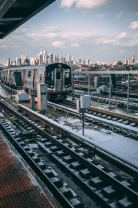 subway train arriving at the station