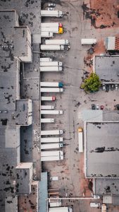 aerial view of trucks for Local vs long distance moving