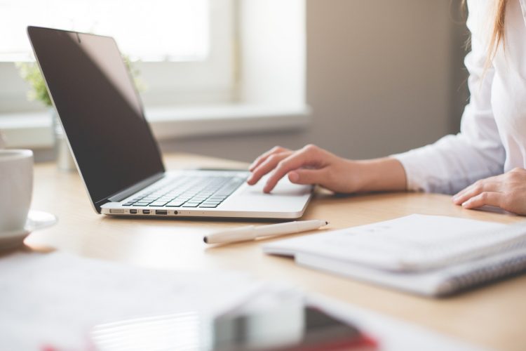 a woman doing a research