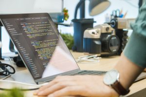 Programmer at a desk.