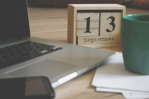 wooden calendar on table