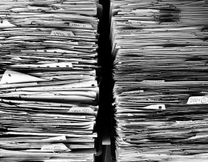 stored documents during office decluttering