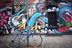 A bike and graffiti in Brooklyn