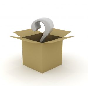 box with a question mark for What to pack in large moving boxes 