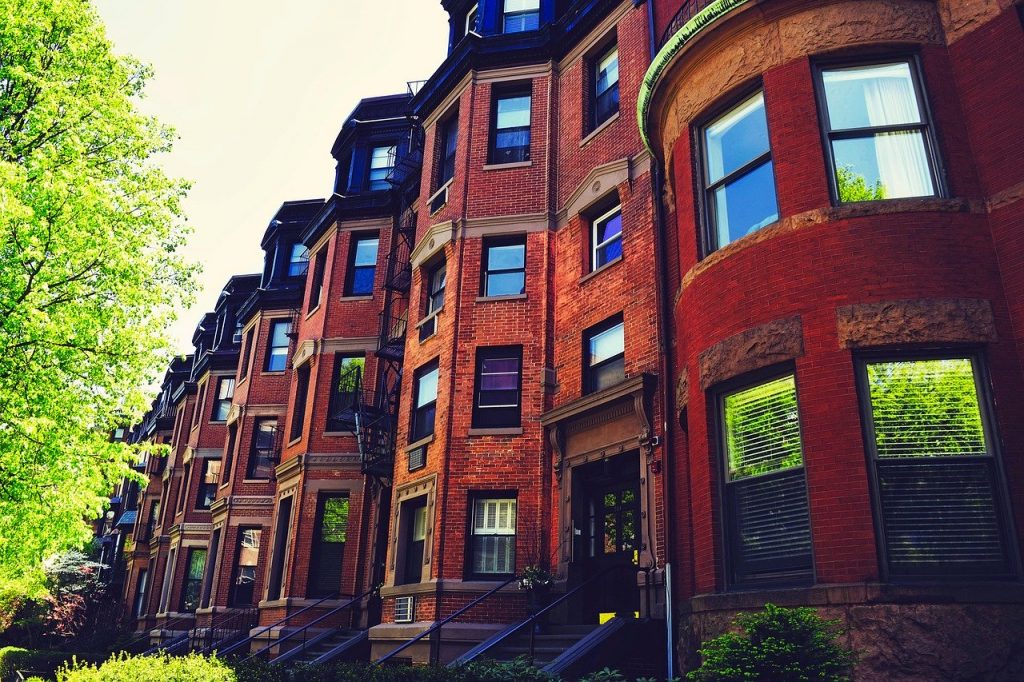 Brownstone buildings in Park Slope.