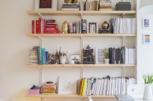 Shelves on a wall.